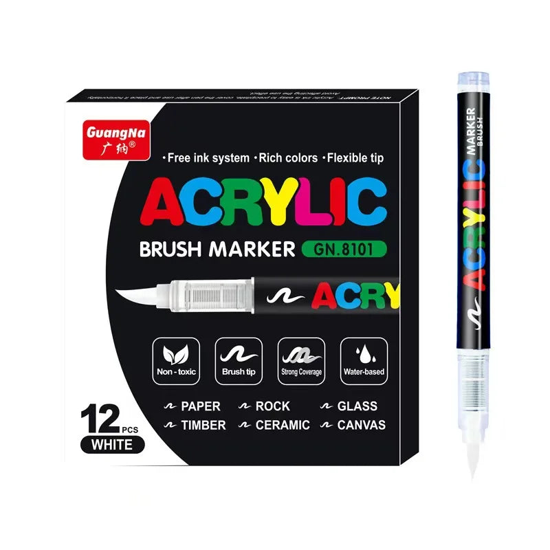 1-120 Colors Guangna Set Acrylic Paint Markers Brush Tip Paint Markers for Rock Painting Festival Gift DIY Art Markers
