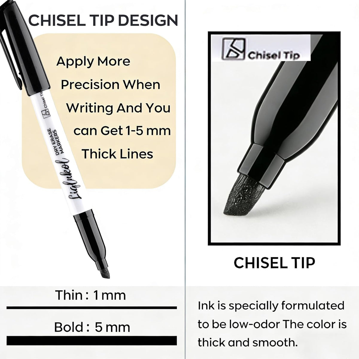 Dry Erase Markers Bulk, 144 Pack Black Whiteboard Markers, Chisel Point Low Odor Dry Erase Markers for School Office Home