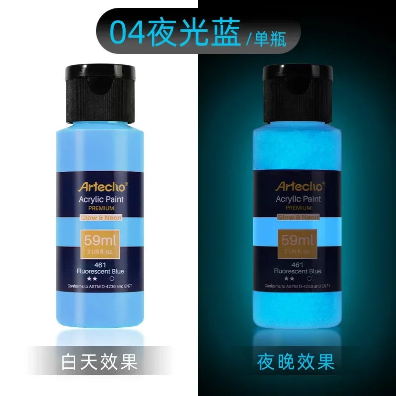 59ML Luminous Fluorescent Acrylic Paint Hand-Painted Creative DIY Glass Clothes Shoes Textile Liquid Paint Art Supplies