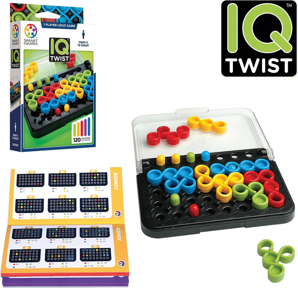 IQ Twist, a Travel Game for Kids and Adults, a Cognitive Skill-Building Brain Game - Brain Teaser for Ages 6 & Up, 120 Challenges in Travel-Friendly Case