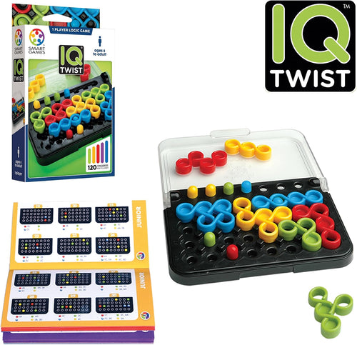 IQ Twist, a Travel Game for Kids and Adults, a Cognitive Skill-Building Brain Game - Brain Teaser for Ages 6 & Up, 120 Challenges in Travel-Friendly Case