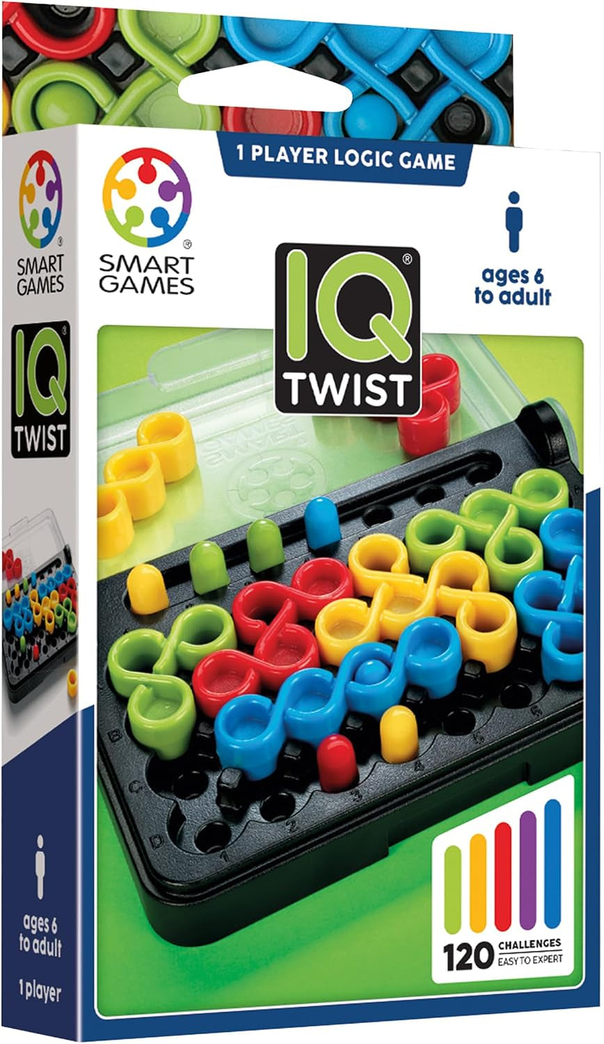 IQ Twist, a Travel Game for Kids and Adults, a Cognitive Skill-Building Brain Game - Brain Teaser for Ages 6 & Up, 120 Challenges in Travel-Friendly Case