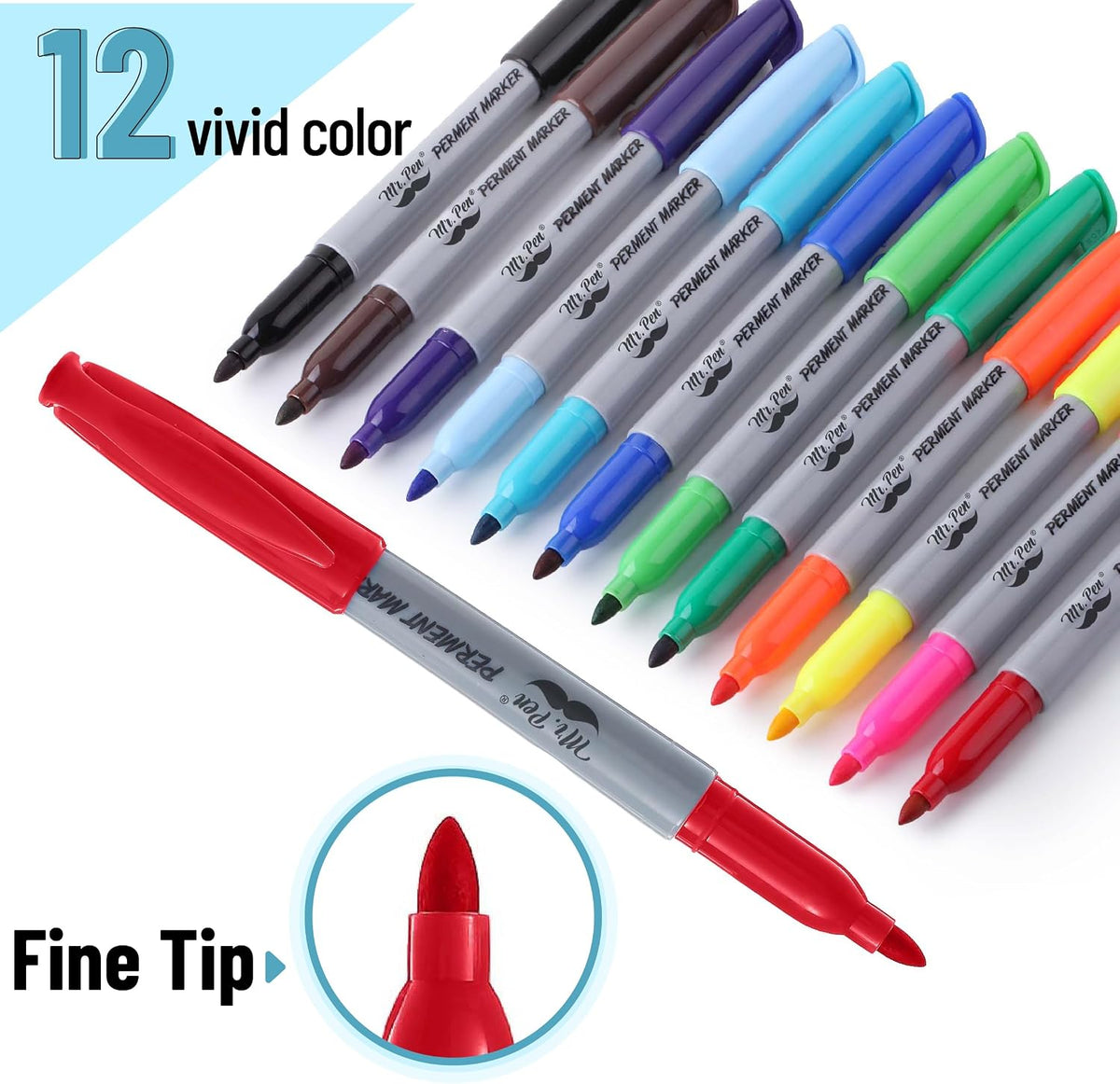 - Permanent Markers, 12 Pack, Assorted Colors, Fine Point Markers | Permanent Markers Assorted Colors, Fine Tip Permanent Markers, Permanent Markers Fine Point, Permanent Markers Pack, Marker