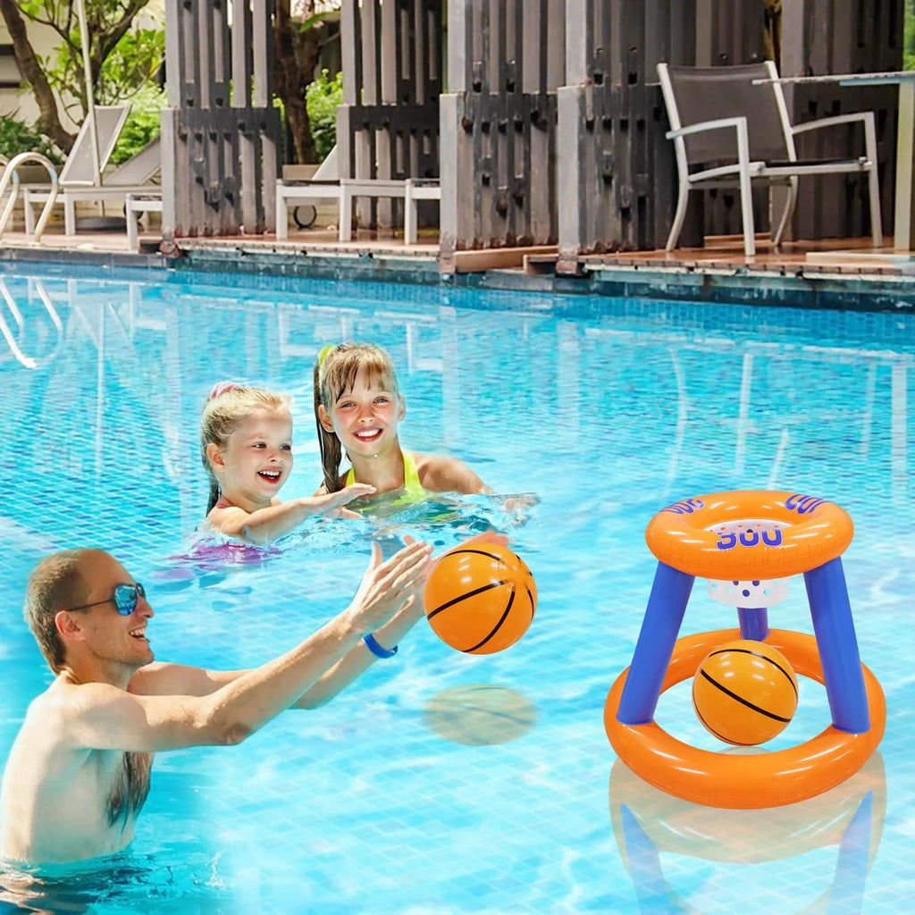 Pool Toys Games Set, Floating Basketball Hoop Inflatable Cross Ring Toss Game Toys for Kids Adults, Summer Party Swimming Pool Water Games
