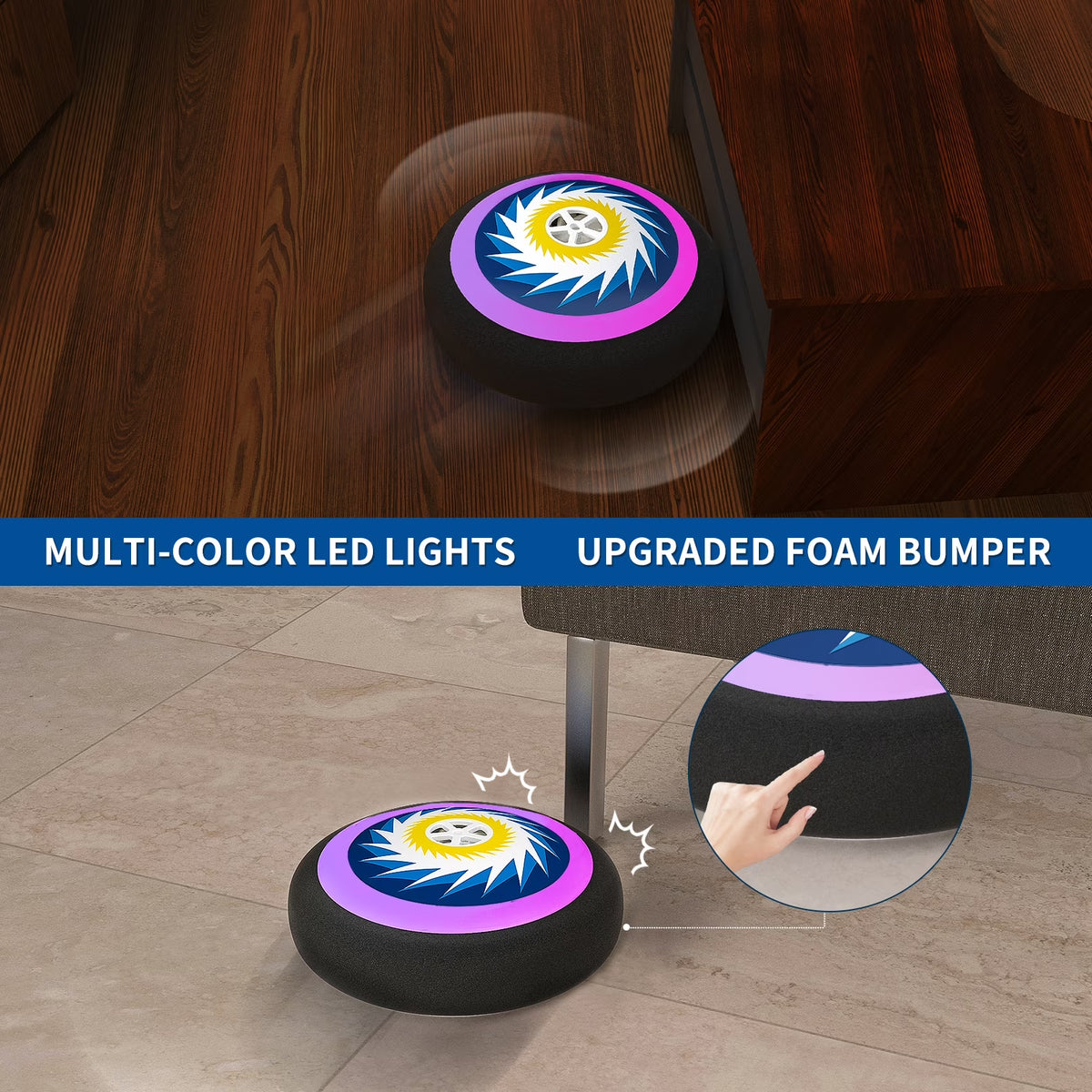 Hover Soccer Ball Set, 3-In-1 LED Soccer Hockey Bowling Set Indoor/Outdoor Toys, Gifts for 3 4 5 6 7 8+ Years Boy Girl
