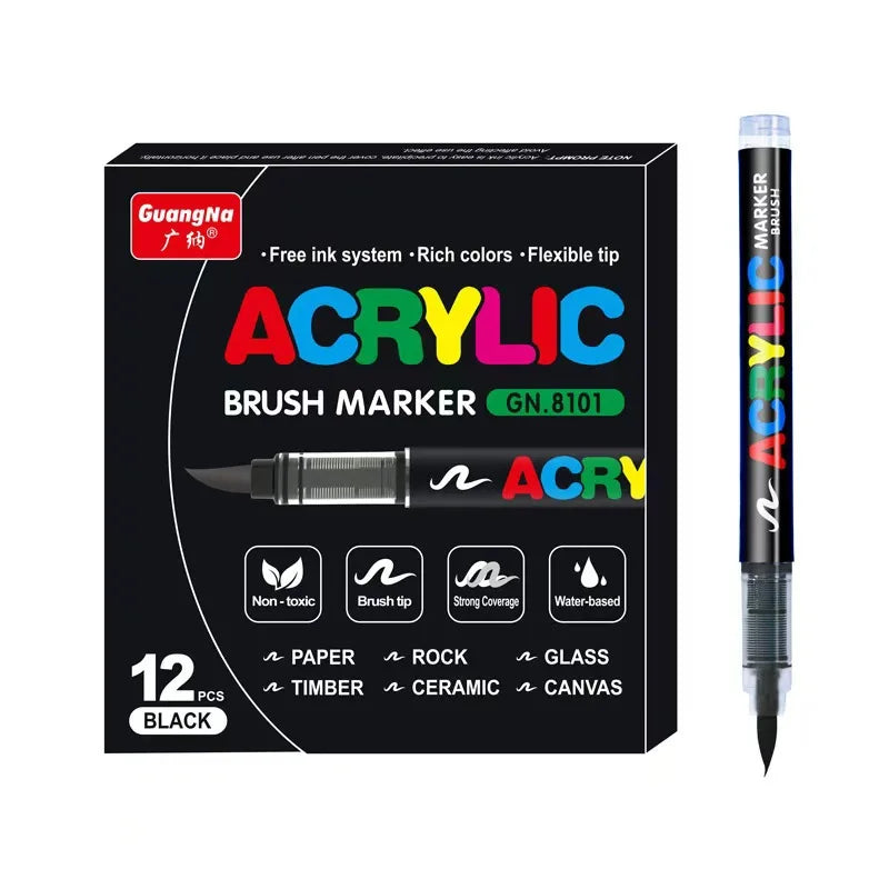 1-120 Colors Guangna Set Acrylic Paint Markers Brush Tip Paint Markers for Rock Painting Festival Gift DIY Art Markers