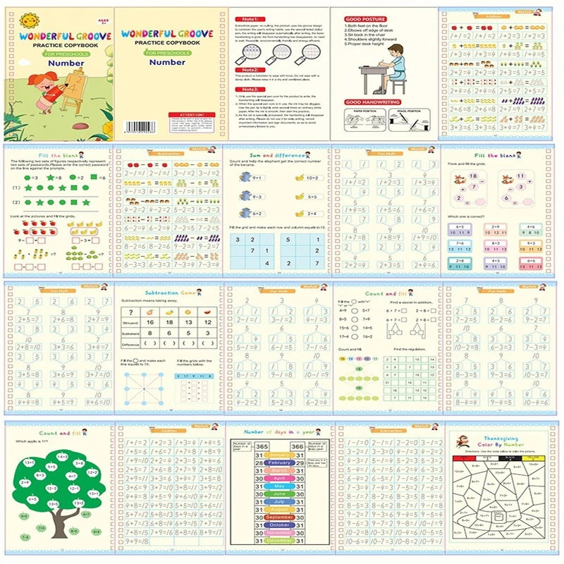 Copybooks Pen Magic Copy Book Free Wiping Writing Sticker Practice for Calligraphy Kids Learning Books Grooves Template Design