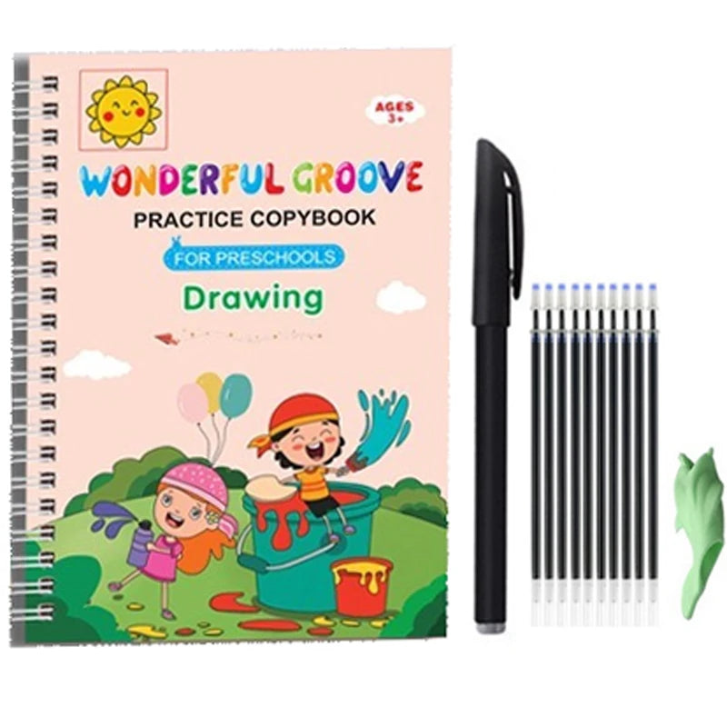 Copybooks Pen Magic Copy Book Free Wiping Writing Sticker Practice for Calligraphy Kids Learning Books Grooves Template Design