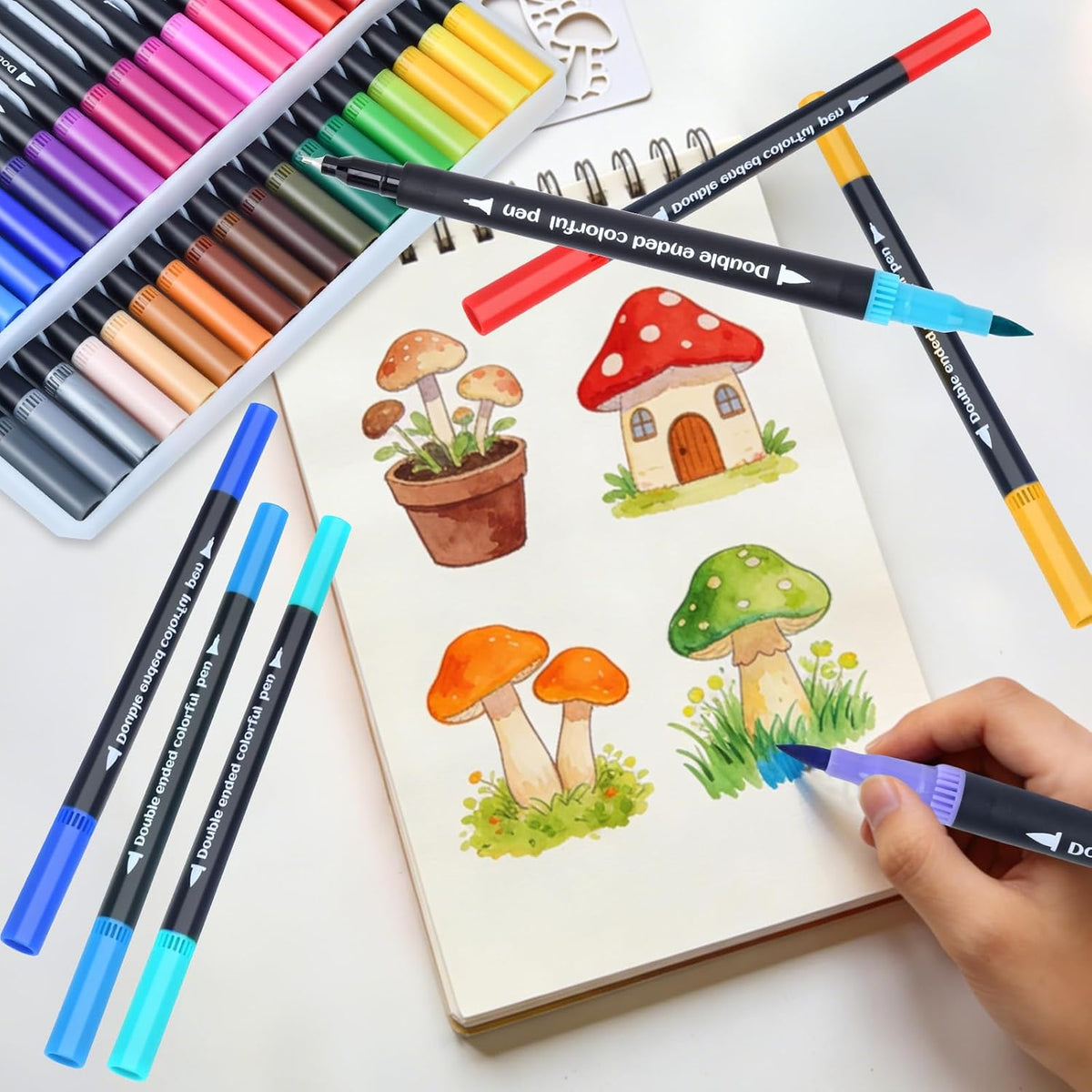 120Colors Art Markers for Adults, Fine Tip & Brush Pen Set for Coloring Books, Drawing, Watercolour Markers Pens, Artist Markers
