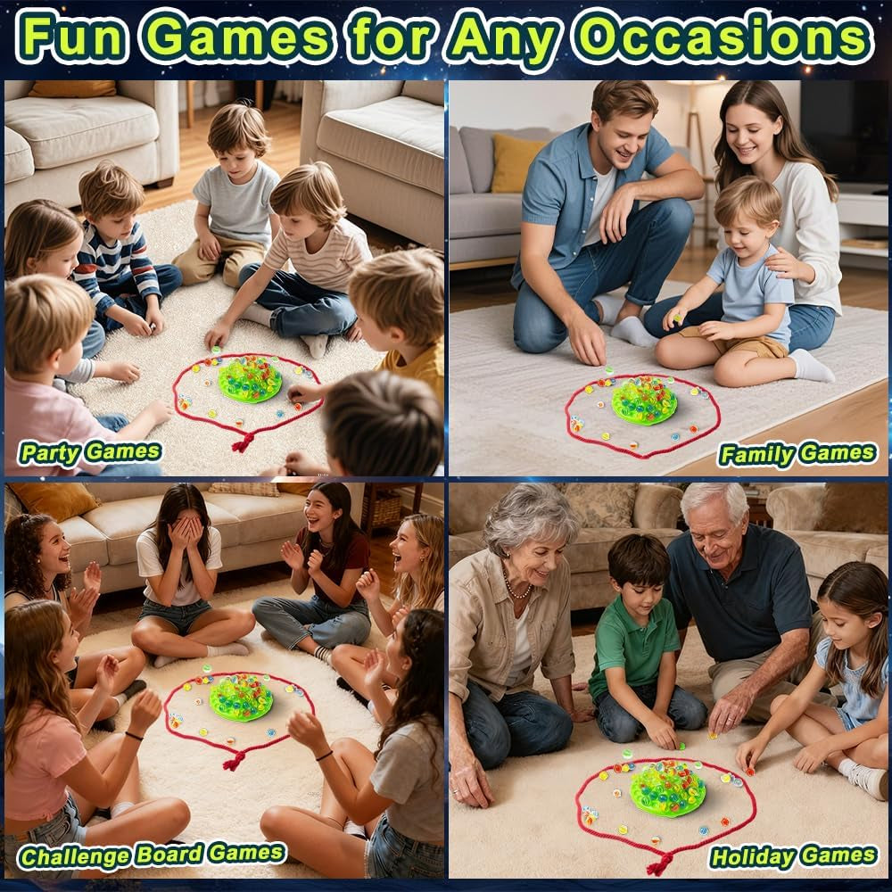 Marbles Balance Game for Kids,60 Colorful Marble Built-In Storage | Fun Family Party Games,Challenge Board Games for Kids & Adults,1-4 Players,Christmas Birthday Gifts Toys for Kids