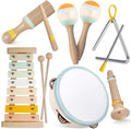 Baby Musical Instruments-Montessori Wooden Toys for Toddlers | Neutral Colors Percussion Instruments Set with Modern Boho Xylophone for Kids Preschool Educational (Neutral)