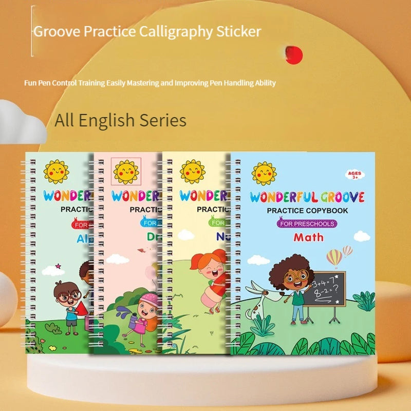 Copybooks Pen Magic Copy Book Free Wiping Writing Sticker Practice for Calligraphy Kids Learning Books Grooves Template Design