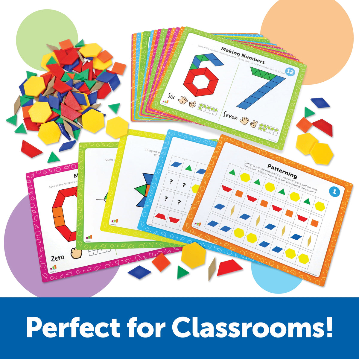 Educational Math Pattern Block Set for Kids Ages 5 and Up