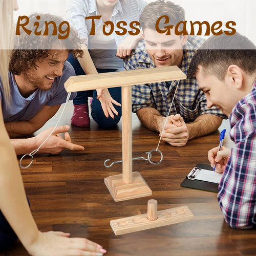 Ring Toss Games for Kids Adults Home Party Drinking Games Fast-Paced Handheld Wooden Board Games Shot Ladder Bundle Outdoor Bars
