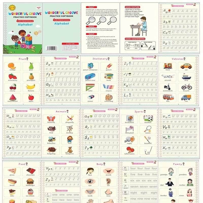 Copybooks Pen Magic Copy Book Free Wiping Writing Sticker Practice for Calligraphy Kids Learning Books Grooves Template Design