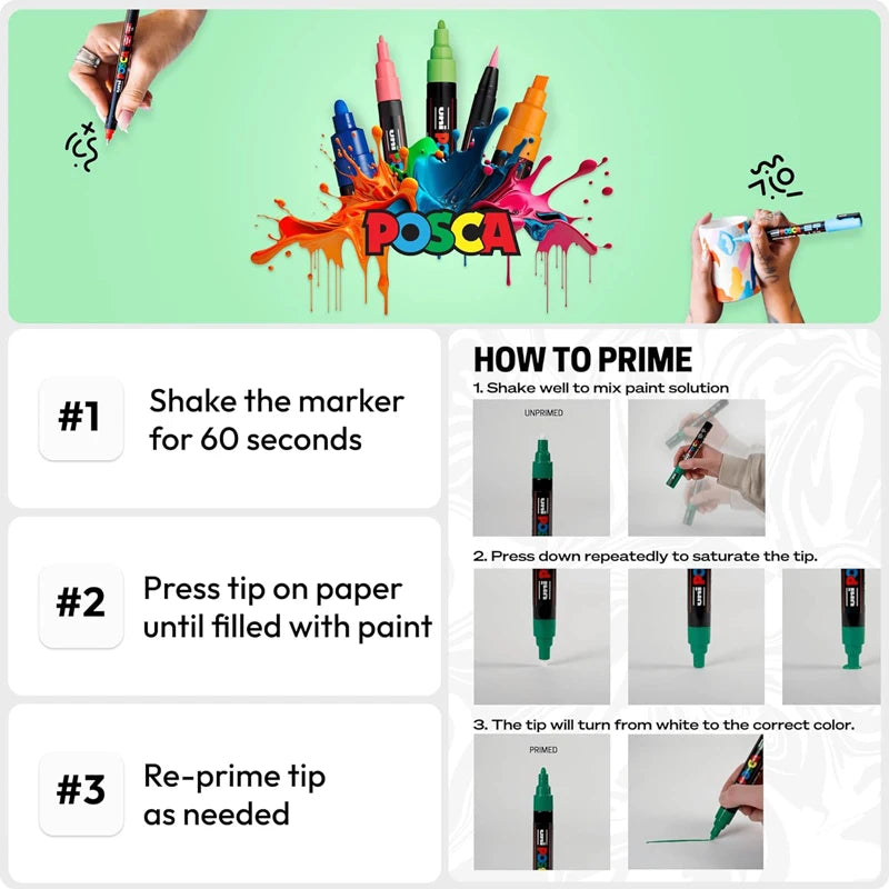 16 Posca Markers 5M, Posca Pens for Art Supplies, School Supplies, Rock Art, Fabric Paint, Fabric Markers, Posca Paint Markers