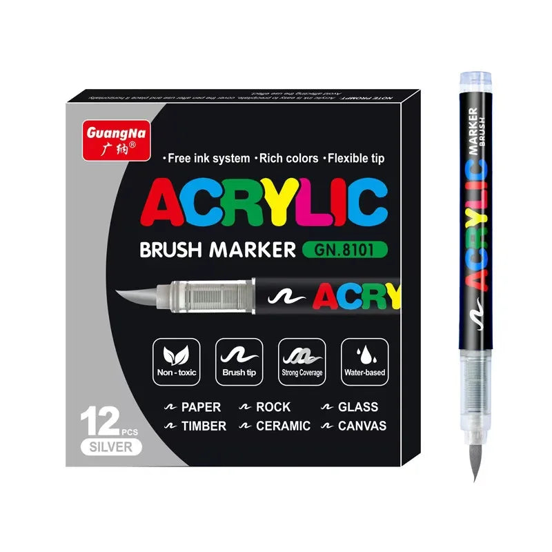 1-120 Colors Guangna Set Acrylic Paint Markers Brush Tip Paint Markers for Rock Painting Festival Gift DIY Art Markers