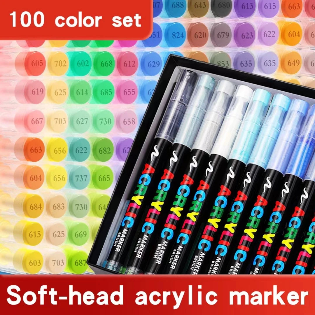 1-120 Colors Guangna Set Acrylic Paint Markers Brush Tip Paint Markers for Rock Painting Festival Gift DIY Art Markers