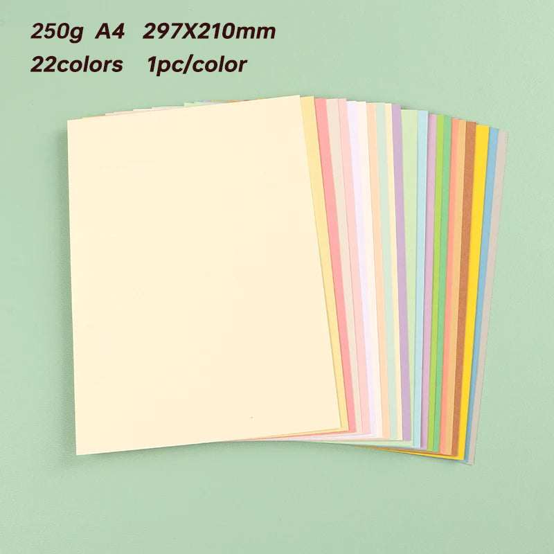 DUOFEN 250G Color Paper Card Delicate Writable A4 Hard Paper Thick Paper for DIY Papercraft Projects Scrapbook Paper Album