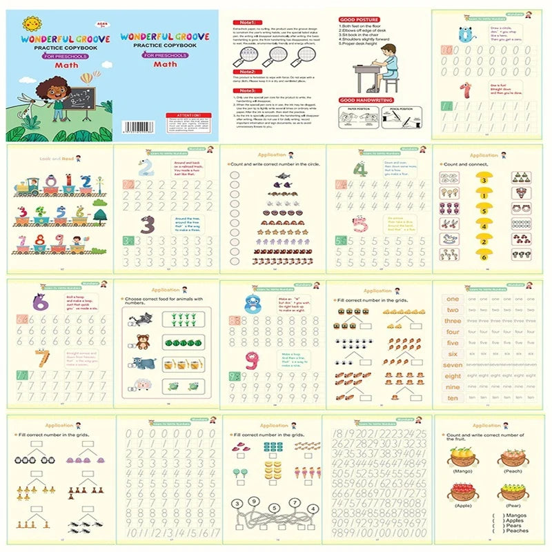 Copybooks Pen Magic Copy Book Free Wiping Writing Sticker Practice for Calligraphy Kids Learning Books Grooves Template Design