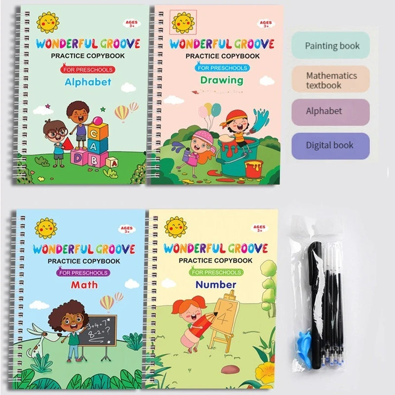 Copybooks Pen Magic Copy Book Free Wiping Writing Sticker Practice for Calligraphy Kids Learning Books Grooves Template Design
