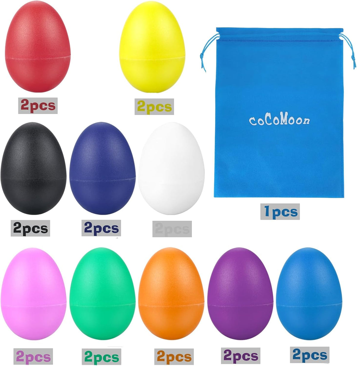20Pcs Egg Shakers Musical Instruments, Kids Easter Percussion Toys | Easter Eggs Plastic Percussion Toys for Babies Kids Party Favors Colorful 10 Colors Sensory Early Learning Preschool Music