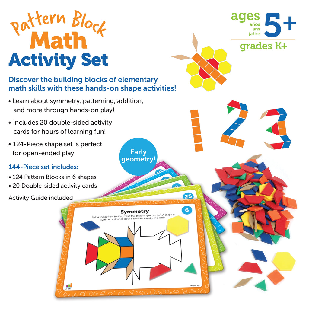 Educational Math Pattern Block Set for Kids Ages 5 and Up