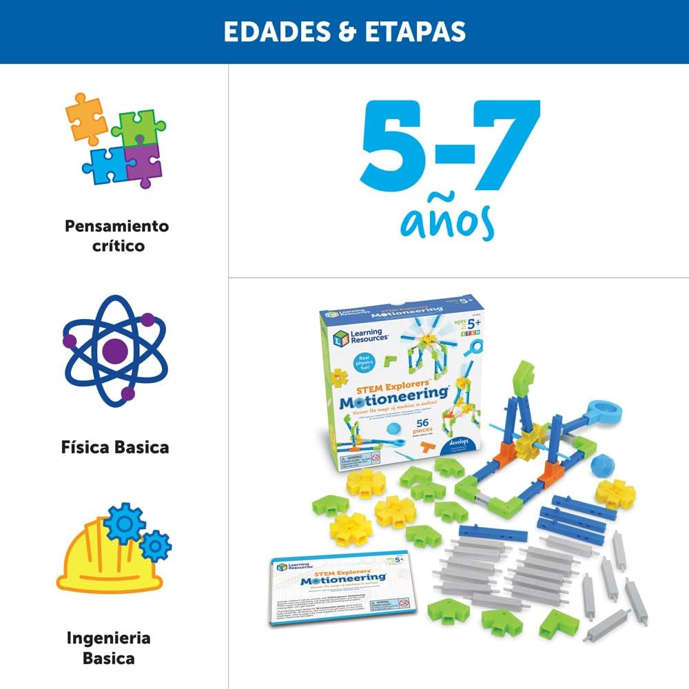 STEM Explorers Motioneering - 56 Pieces, Ages 5+STEM Toys for Kids, Brain Teaser Toys and Games, Kindergarten Games