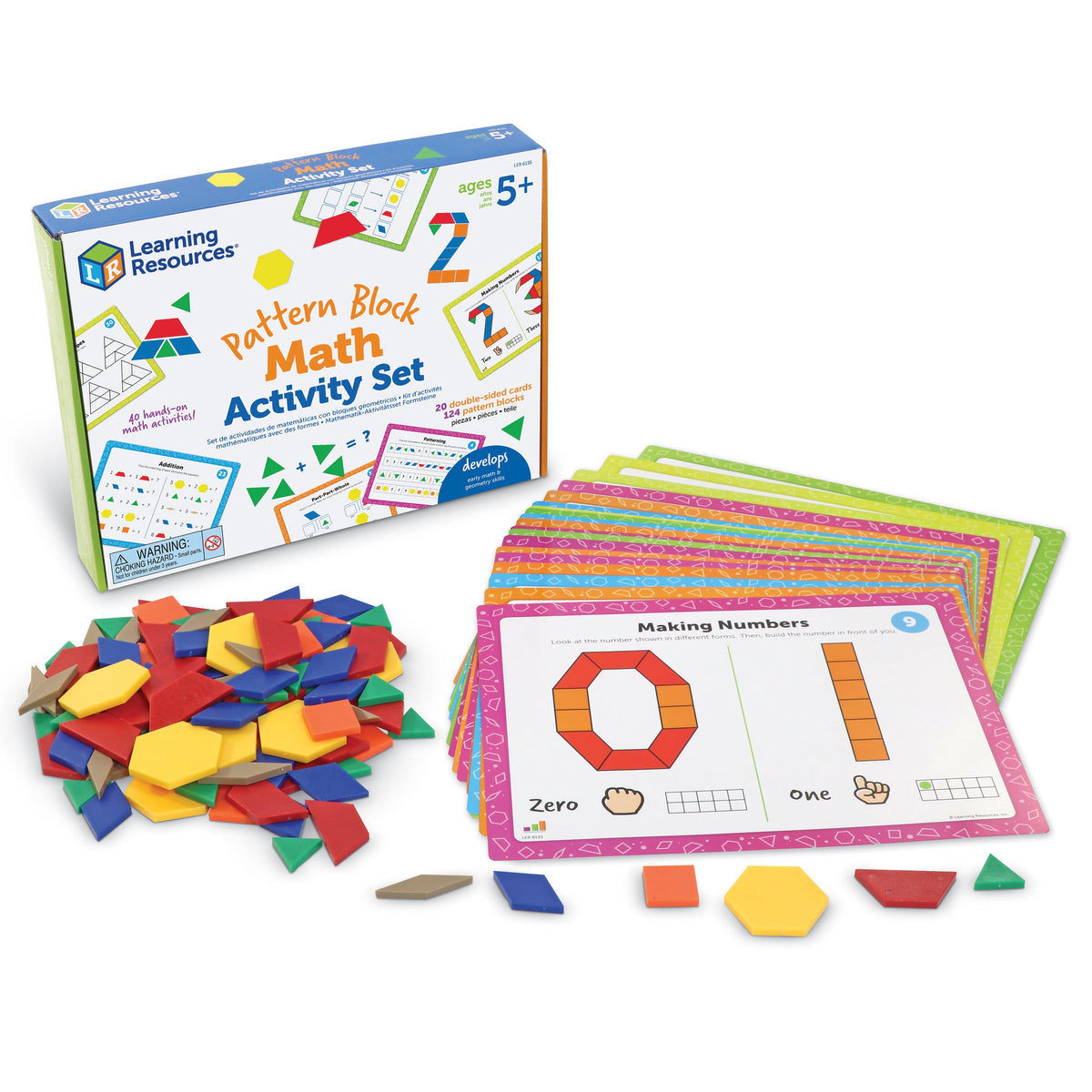 Educational Math Pattern Block Set for Kids Ages 5 and Up