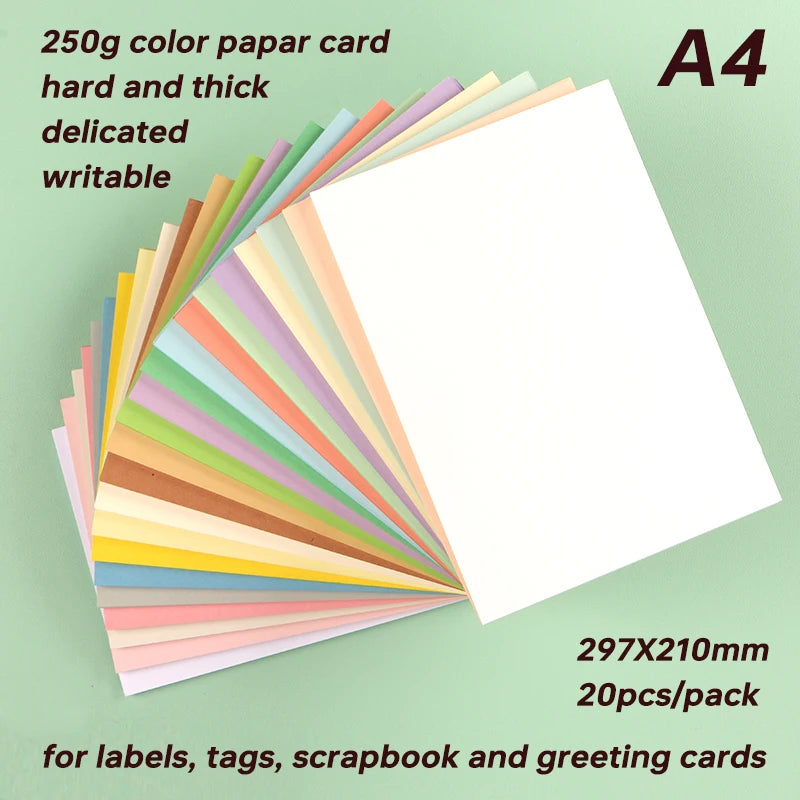 DUOFEN 250G Color Paper Card Delicate Writable A4 Hard Paper Thick Paper for DIY Papercraft Projects Scrapbook Paper Album