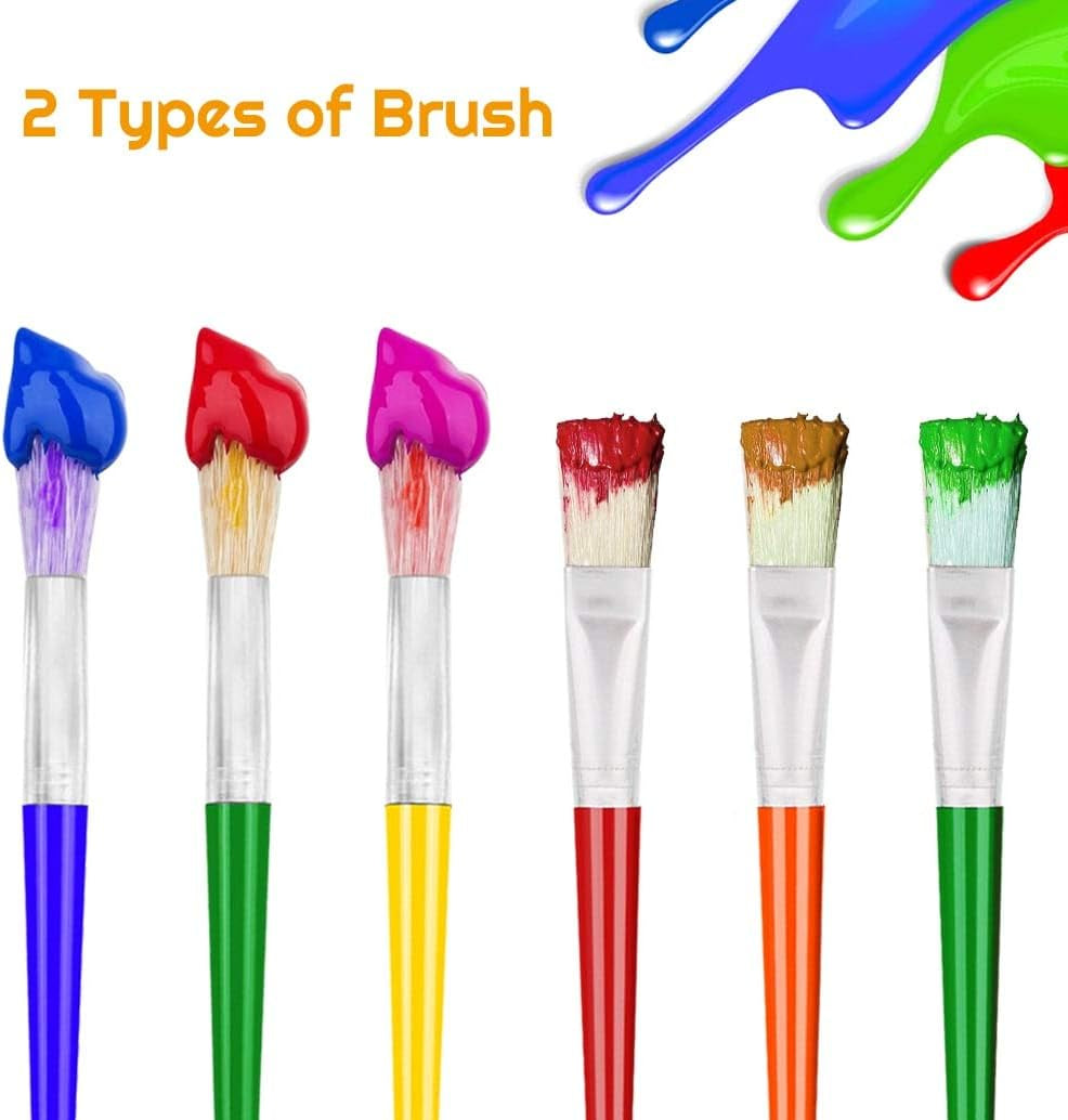 10Pcs Paint Brushes for Kids,  Kids Paint Brushes Toddler Large Chubby Brushes round and Flat Preschool Painting Brushes for Washable Paint Acrylic Paint