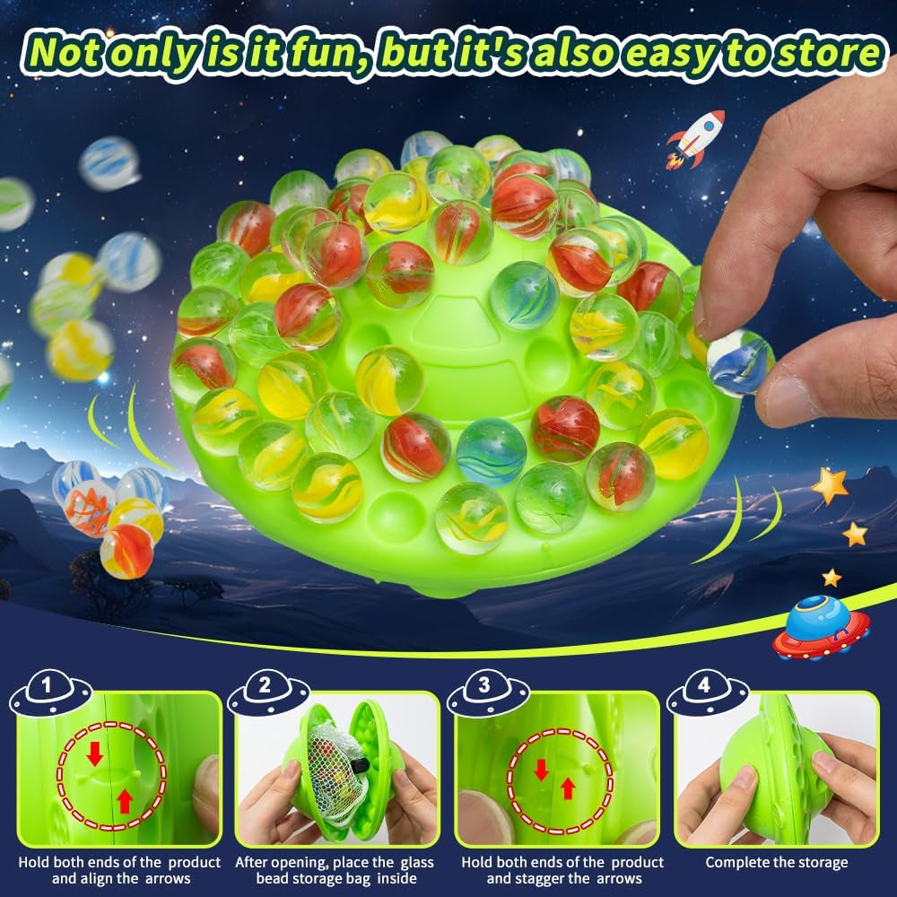 Marbles Balance Game for Kids,60 Colorful Marble Built-In Storage | Fun Family Party Games,Challenge Board Games for Kids & Adults,1-4 Players,Christmas Birthday Gifts Toys for Kids