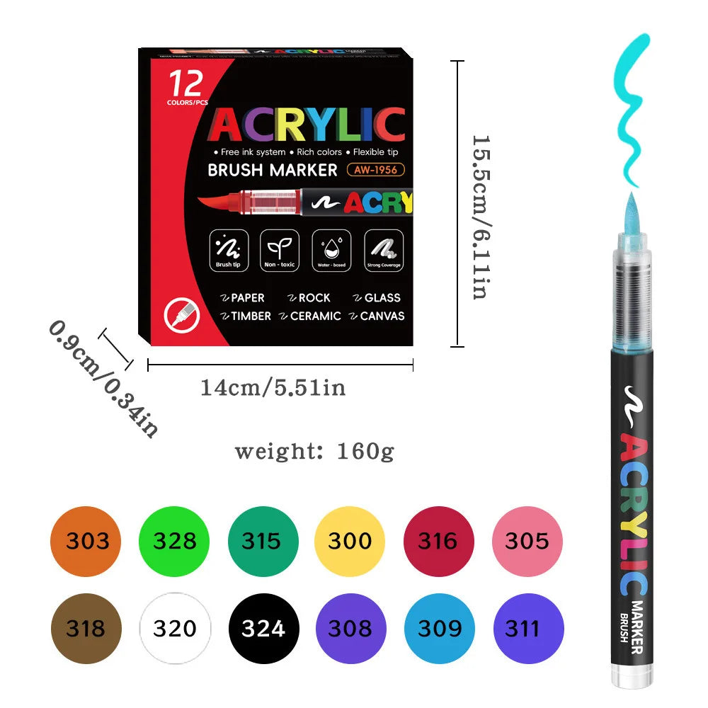 12-168 Colors Direct Liquid Marker Pen Set,Diy Hand Drawn,Graffiti Paint Art Acrylic Paint Pens,Perfect for Artist/Student