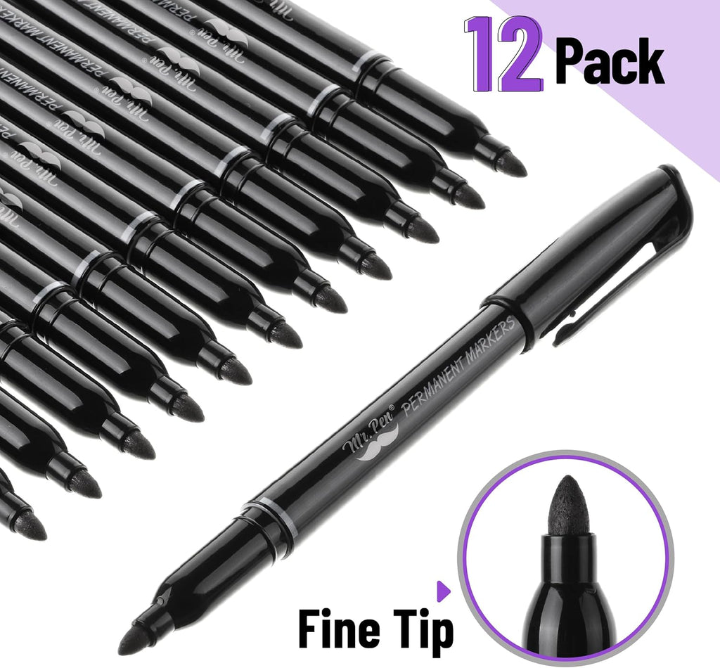 - Permanent Markers, 12 Pack, Black, Fine Tip, Black Markers | Fine Tip Markers