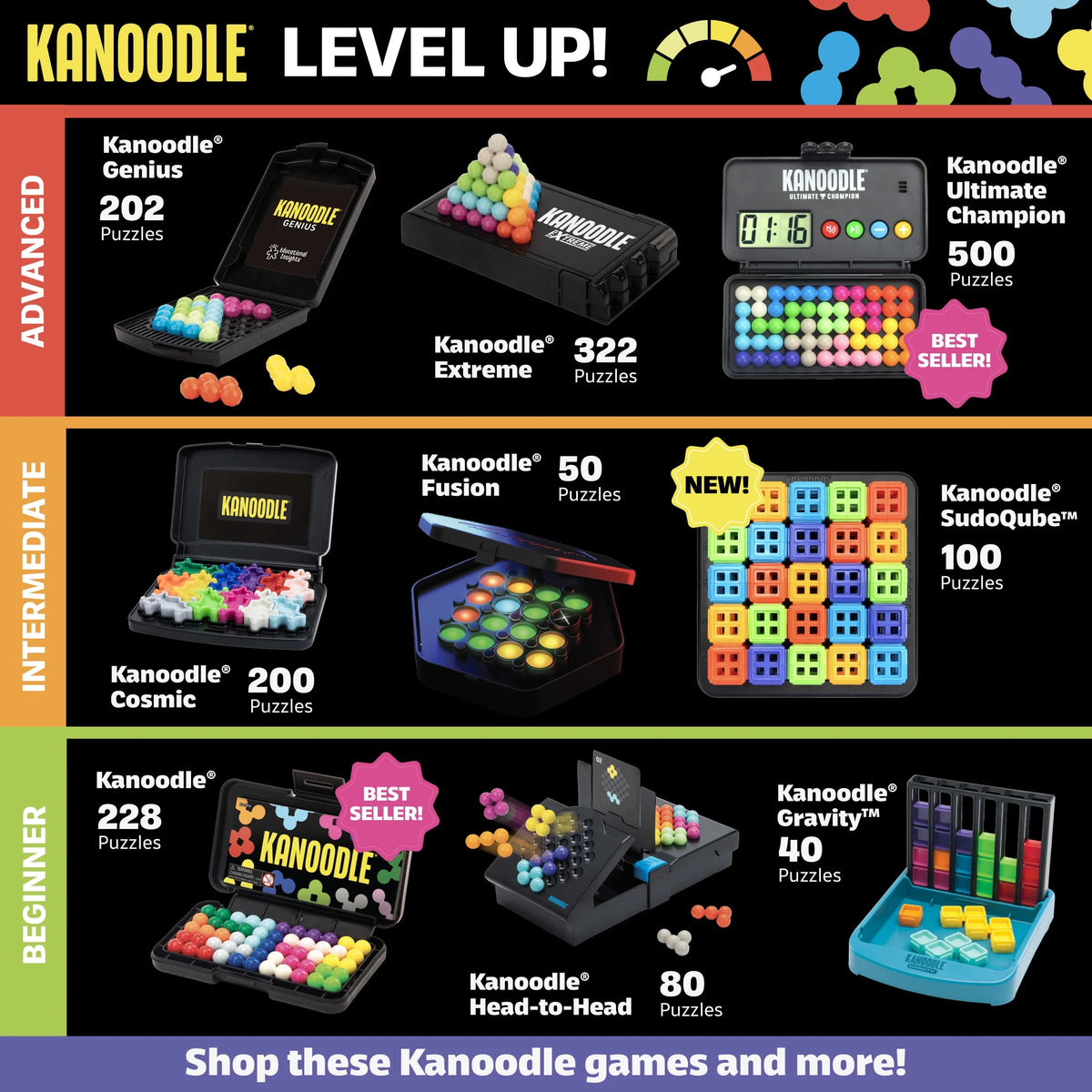 Kanoodle Head-To-Head, Brain Teaser Puzzle Game, 2 Players Ages 7+