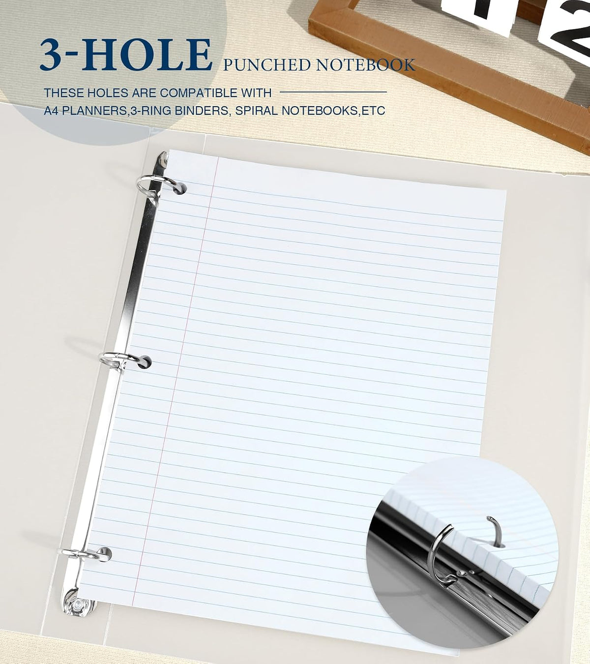Loose Leaf Paper, 200 Sheets Notebook Paper, 8 X 10.5 College Ruled Paper, 3 Hole Punch Binder Paper, Lined Paper for 3 Ring Binders, College Ruled Paper, 8" X 10.5" Filler Paper