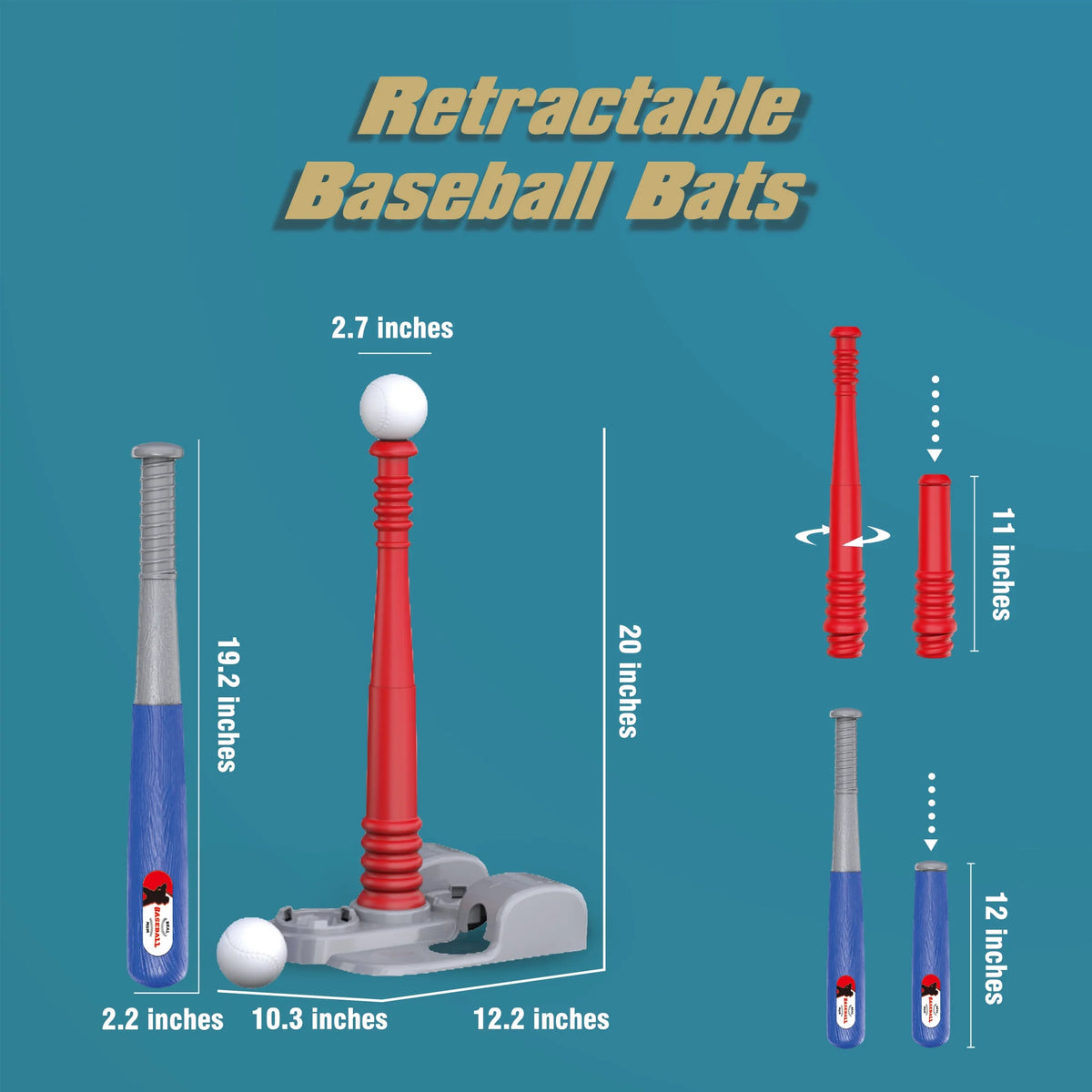 Kids T Ball Set for Ages 3-6, Outdoor T Ball Baseball Set for Boys Girls, Sports Toys for Kids Ages 3-6 6-8