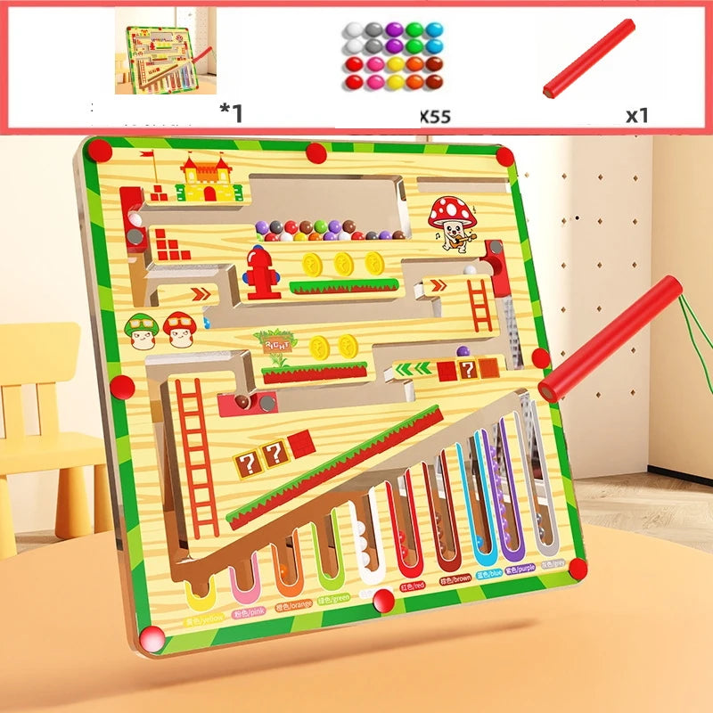 Magnetic Maze 2-In-1 STEM Toy for Ages 3-6, Develops Fine Motor Skills & Concentration