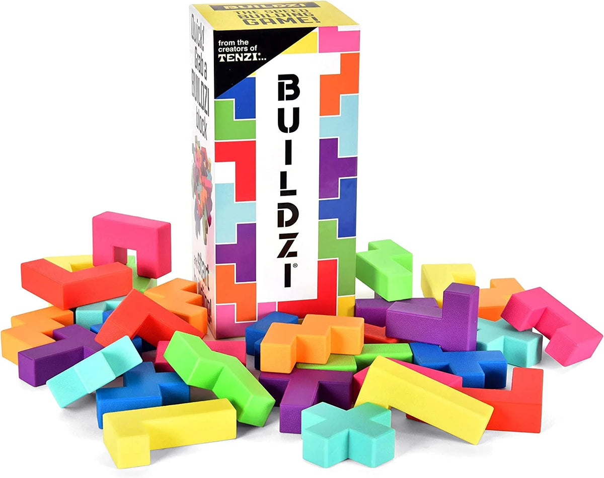 BUILDZI by  - the Fast Stacking Building Block Game for the Whole Family - 2 to 4 Players Ages 6 to 96 - plus Fun Party Games for up to 8 Players