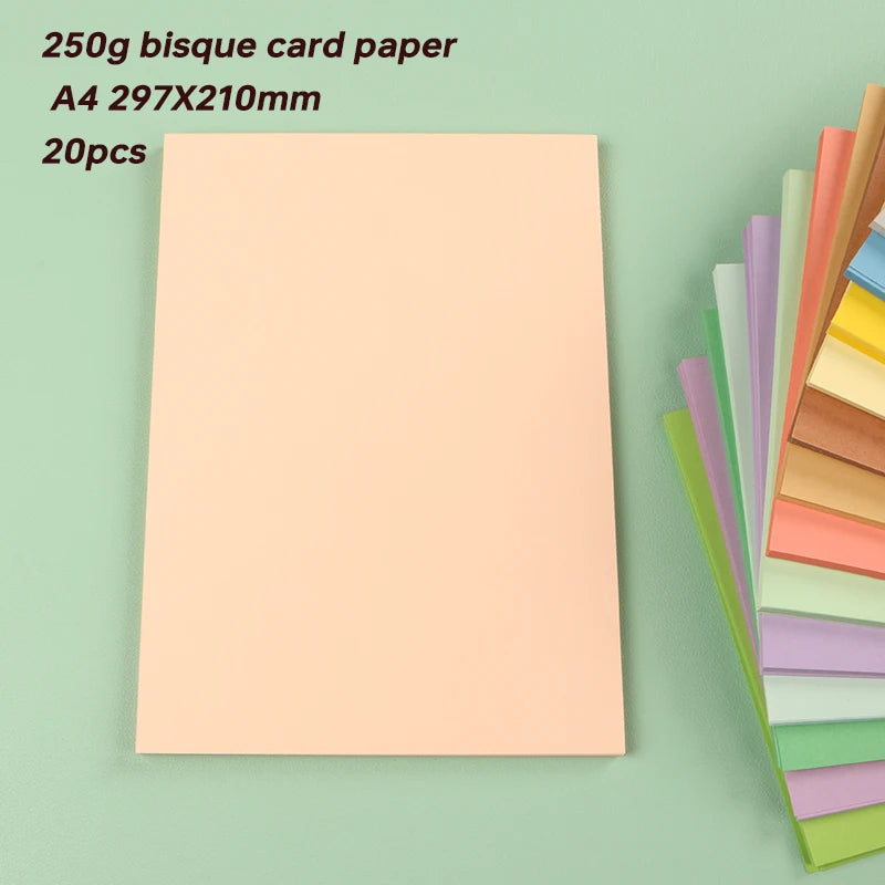 DUOFEN 250G Color Paper Card Delicate Writable A4 Hard Paper Thick Paper for DIY Papercraft Projects Scrapbook Paper Album