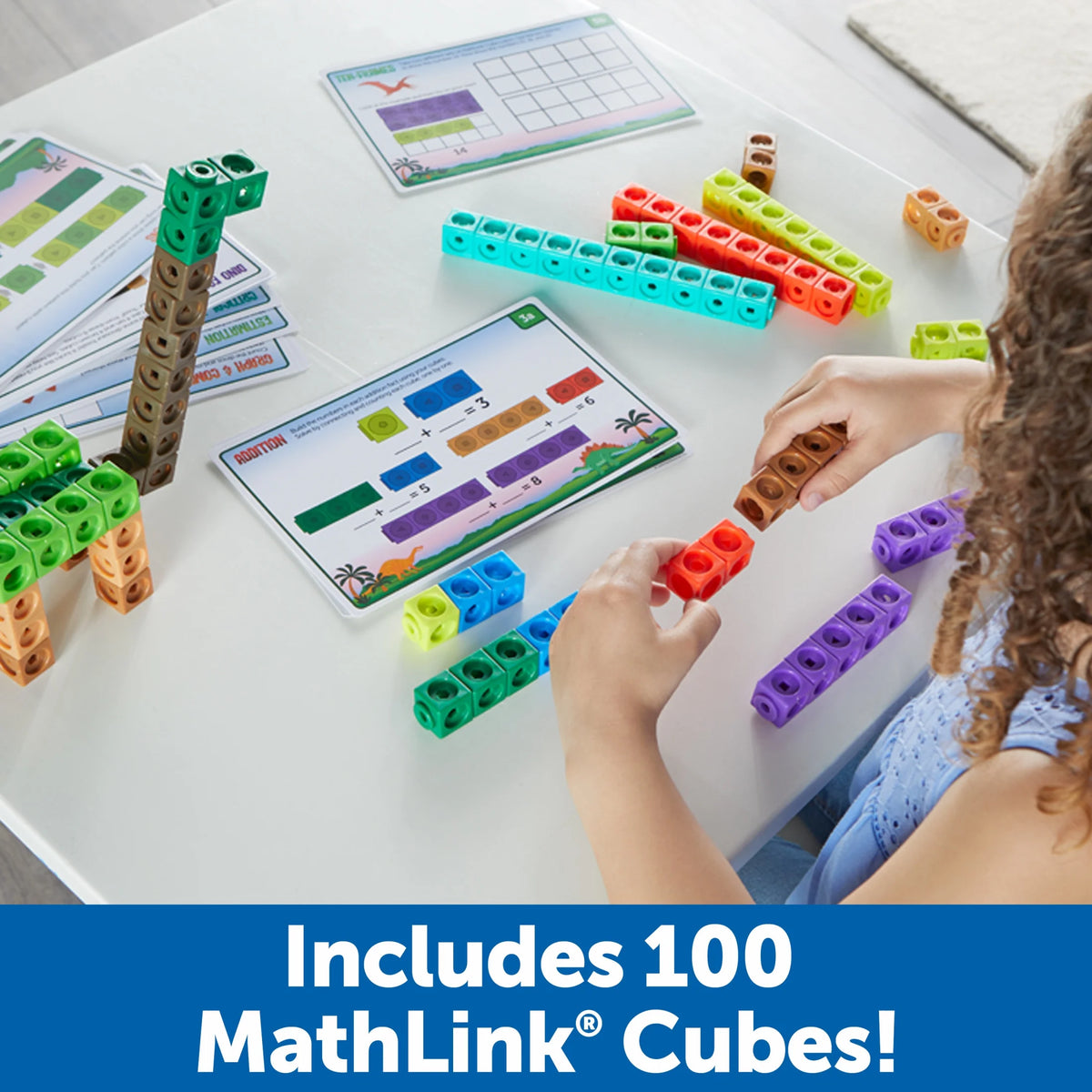 Mathlink Cubes Kindergarten Math Activity Set: Dino Time, Ages 5+
