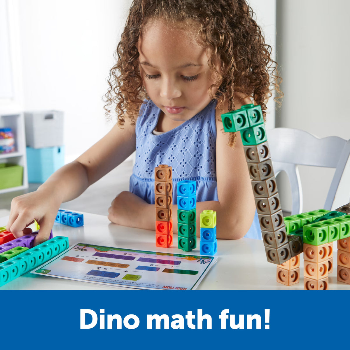 Mathlink Cubes Kindergarten Math Activity Set: Dino Time, Ages 5+