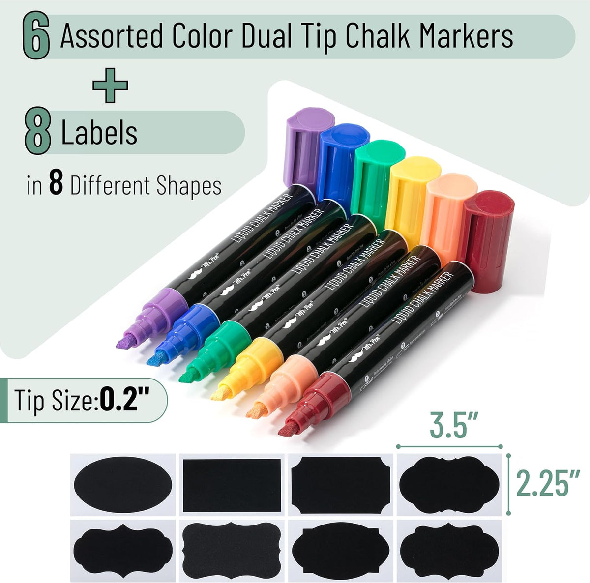 - Chalk Markers, 6 Pack, Assorted Colors, 8 Labels | Chalkboard Markers, Liquid Chalk Markers for Chalkboard, Chalk Pens, Chalk Marker, Glass Markers