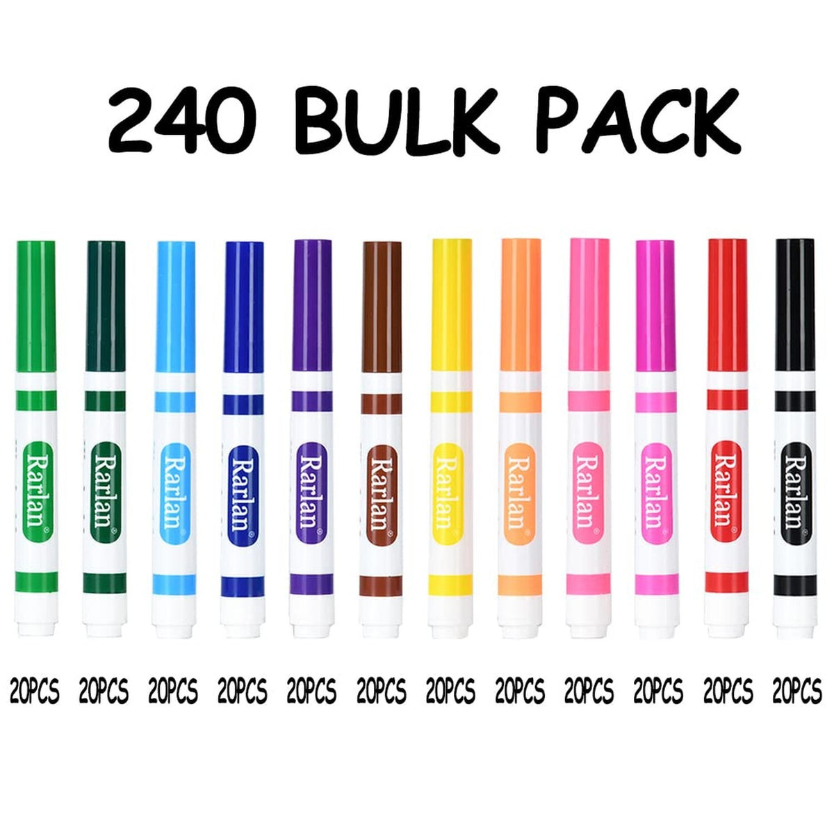 Washable Markers Bulk, Markers for Kids, Bulk Pack, 12 Colors, 240 Count