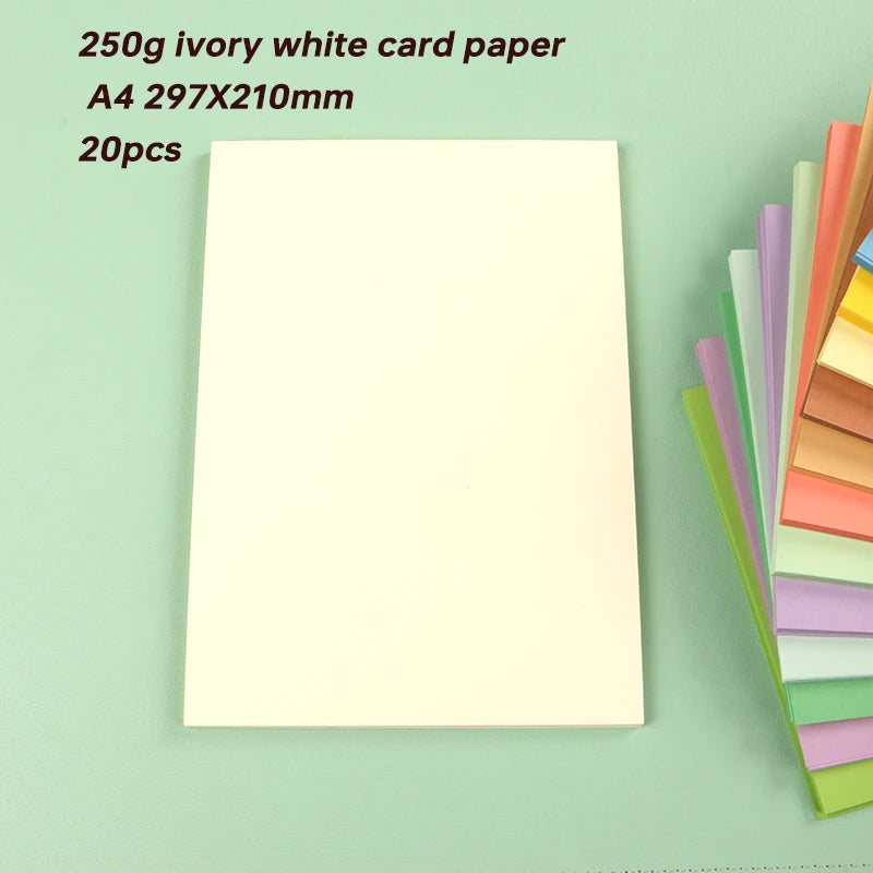 DUOFEN 250G Color Paper Card Delicate Writable A4 Hard Paper Thick Paper for DIY Papercraft Projects Scrapbook Paper Album