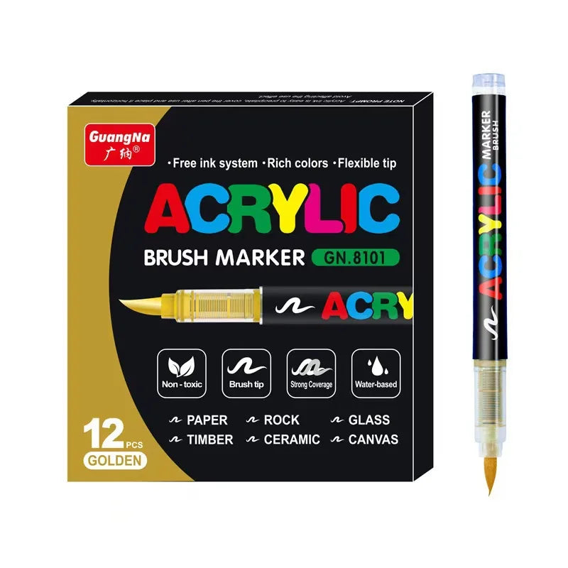 1-120 Colors Guangna Set Acrylic Paint Markers Brush Tip Paint Markers for Rock Painting Festival Gift DIY Art Markers