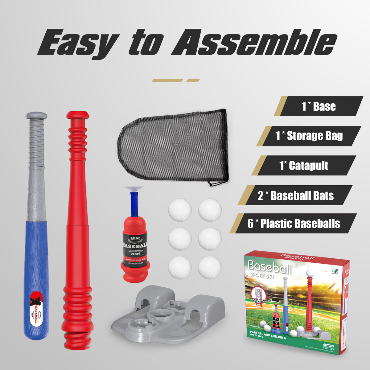 Kids T Ball Set for Ages 3-6, Outdoor T Ball Baseball Set for Boys Girls, Sports Toys for Kids Ages 3-6 6-8